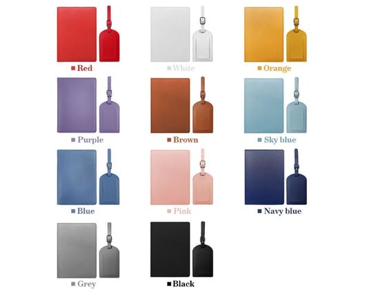 Custom PU Leather Passport Holder & Luggage Tag Set