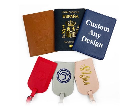 Custom PU Leather Passport Holder & Luggage Tag Set